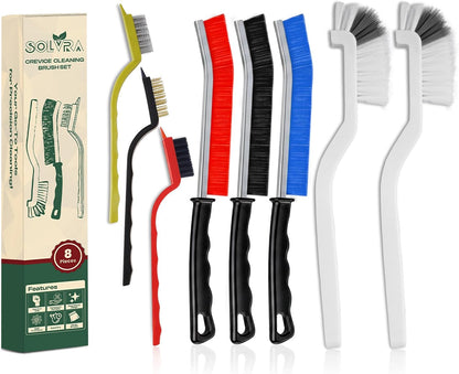 14 Pcs Crevice Cleaning Brush Set – Hard Bristle Cleaning Tools for Grout, Tile Floors, Gaps & Narrow Spaces – Multi-Purpose Grout Scrub Brush for Cleaning Bathroom, Shower, Window Tracks, Kitchen