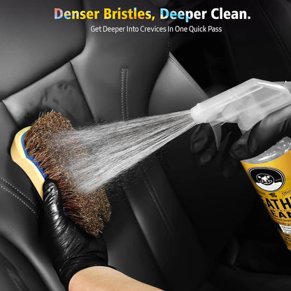 YeewayVeh 3pcs Car Detailing Brush Set, Boars Hair Detailing Brushes, Ultra Soft Detail Brush for Air Vent Leather Seat, Scratch Free Car Detailing Brushes for Interior Exterior, Orange