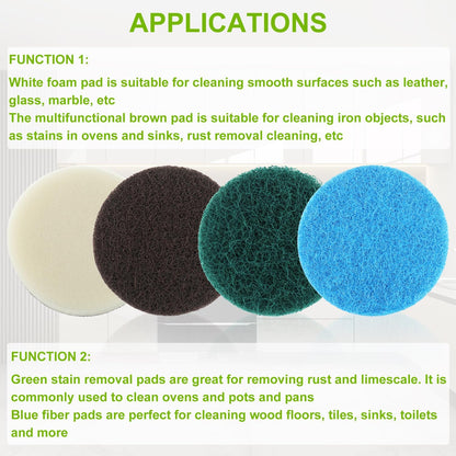 16pcs Kitchen Pads Power Scrubber Pads Set Electric Scrubber Replacement Scouring Pads fit for Dremel Versa Scouring Pads,Green