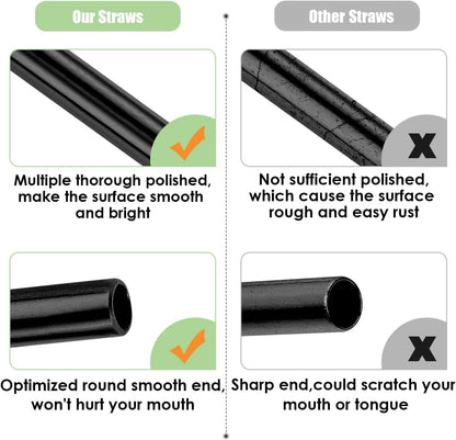 20 Pack Reusable Stainless Steel Metal Straws,10.5" & 8.5" Reusable Drinking Straws with 20 Silicone Tips 5 Straw Brushes 1 Travel Case,Eco Friendly Extra Long Metal Straw Fit for 20 24 30 oz Tumbler