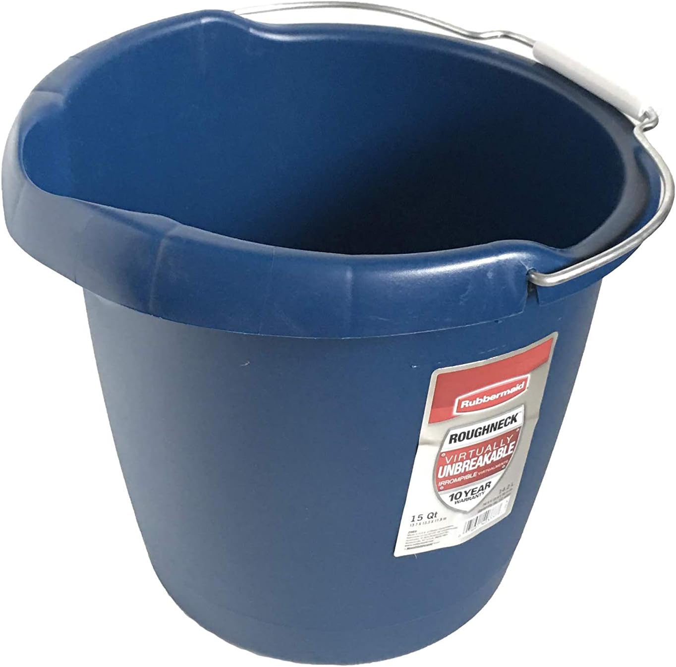 Rubbermaid Roughneck Square Bucket 12-Quart Blue Sturdy Pail Bucket Organizer Household Cleaning Supplies Projects Mopping Storage Comfortable Durable Grip Pour Handle