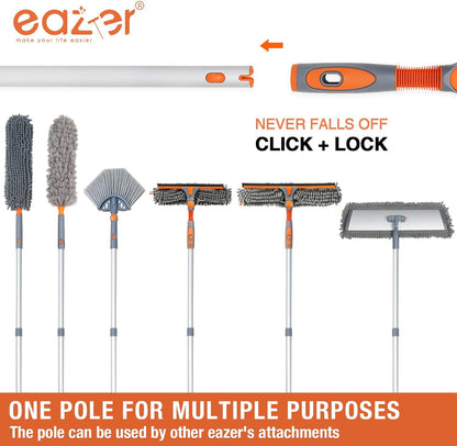 Eazer 2-in-1 Window Cleaner Tool, 64'' Window Squeegee for Home, Window Cleaning Squeegee Kit with Telescopic Pole, Window Washing Kit with Rotatable Bendable Head(Threaded + Telescopic) - EAW01