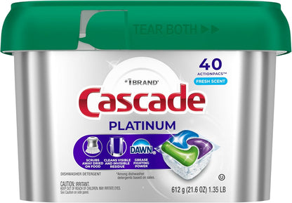 Cascade Platinum Dishwasher Pods, Dishwasher Detergent, Dish Detergent Soap, Fresh, 12 count