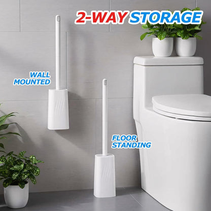 FORASTO Toilet Bowl Brush and Holder Set - Toilet Scrubber Brush,Cleaning Brush,Bathroom Decor,Household Essentials,Cleaning Supplies,White