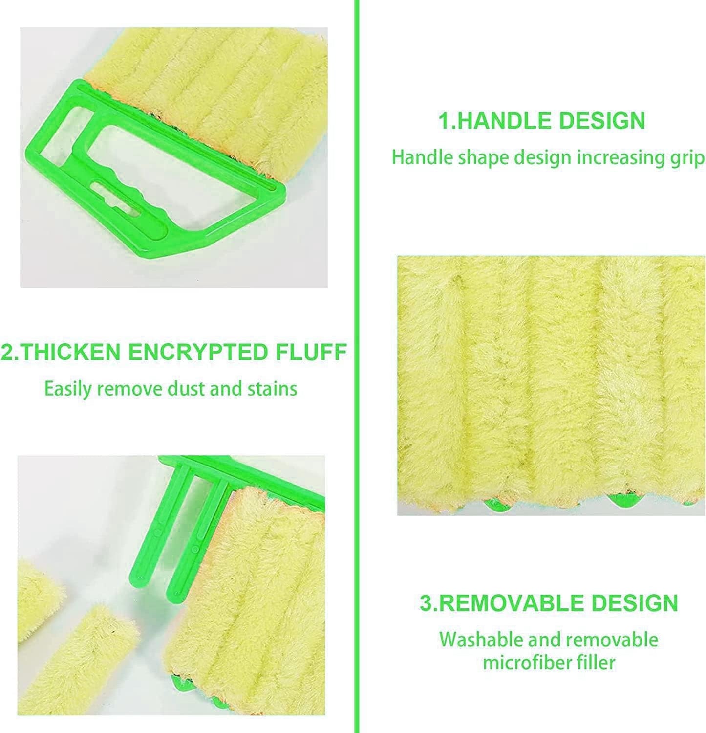 2 Pcs Blind Cleaner - Washable Window Blind Cleaner Duster Tool, Hand-Held Blind Duster for Wood Dlinds Mini Duster Brush Blind Dust Cleaner Venetian Shades Brush Window