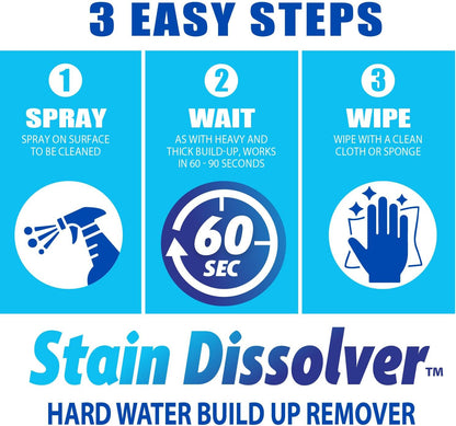 SANI 360° Hard Water Stain Cleaner (32 oz) 60 second multi-surface sealant and cleaner. Reduces buildup, calcium, limescale, rust, and soap scum. Lemon scent MADE IN USA
