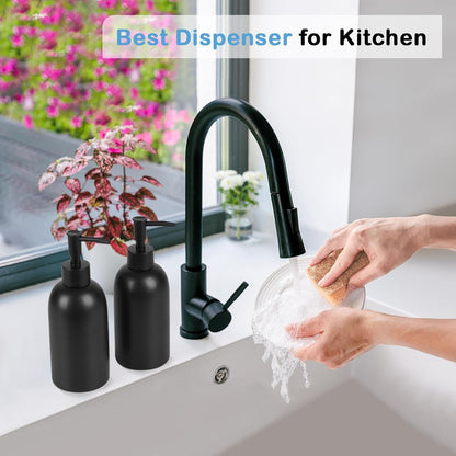 Natheeph Dish Soap Dispenser, Hand Soap Dispenser Ceramic Bottle, Refillable Liquid Great for Kitchen Dish Soap, Hand Soap, Essential Oil & Lotion (Bright White)