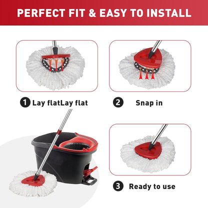 4 Pack Spin Mop Replacement Heads, Microfiber Mop Refills Compatible with Ocedar Mop Heads Replacements 2 Tank System, Replace Head Safe for Cleaning All Hard-surfaced Floors