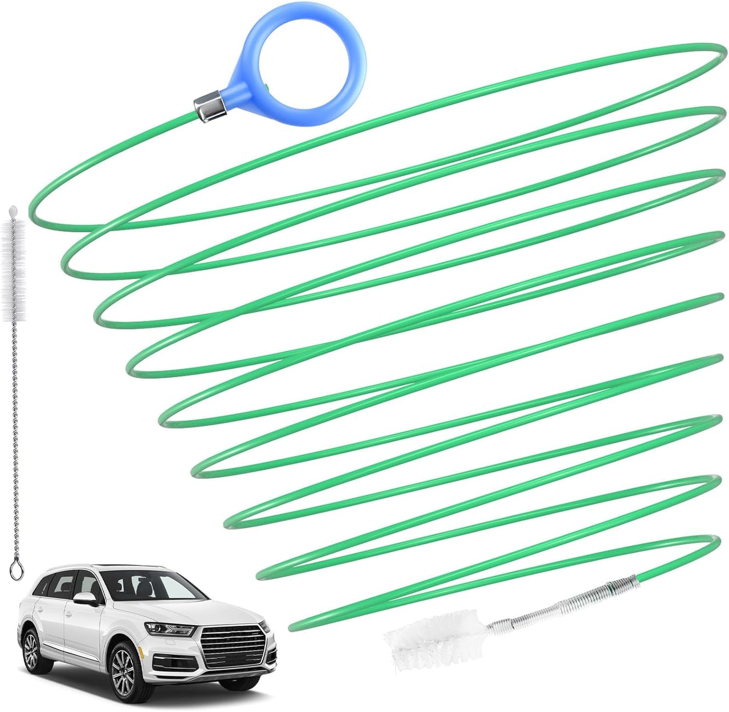 ecocstm Auto Sunroof Drain Cleaning Tool, 120 Inch Flexible Drain Brush, Sunroof Drain Cleaner with Pipe Cleaning Brush, Syringe Hose and Crevice Brush, Cleaning Tool for Drains, Sewers, Windshields