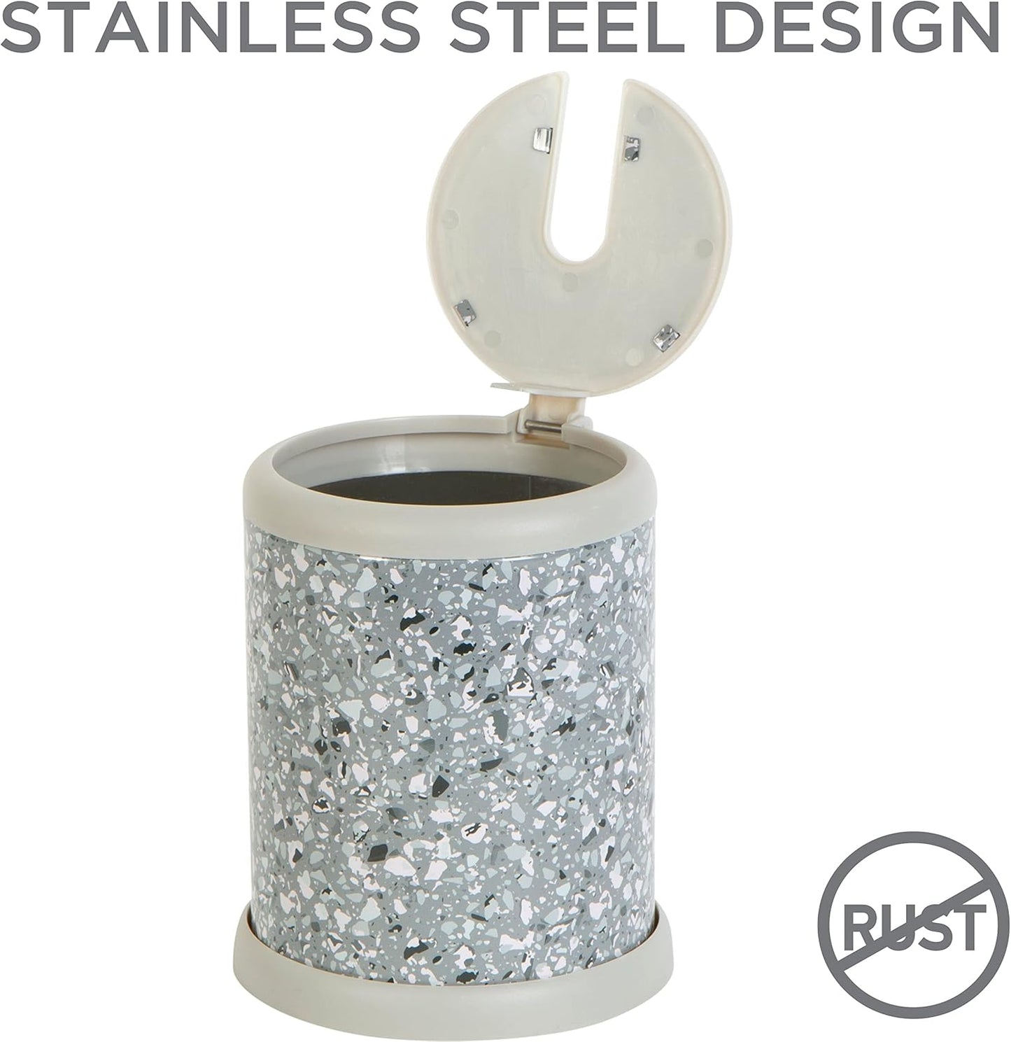 Bath Bliss Toilet Brush and Holder | Self Closing Lid | 360 Degree Brush Head | Bathroom Cleaning | Compact Size | Storage and Organization | Stainless Steel