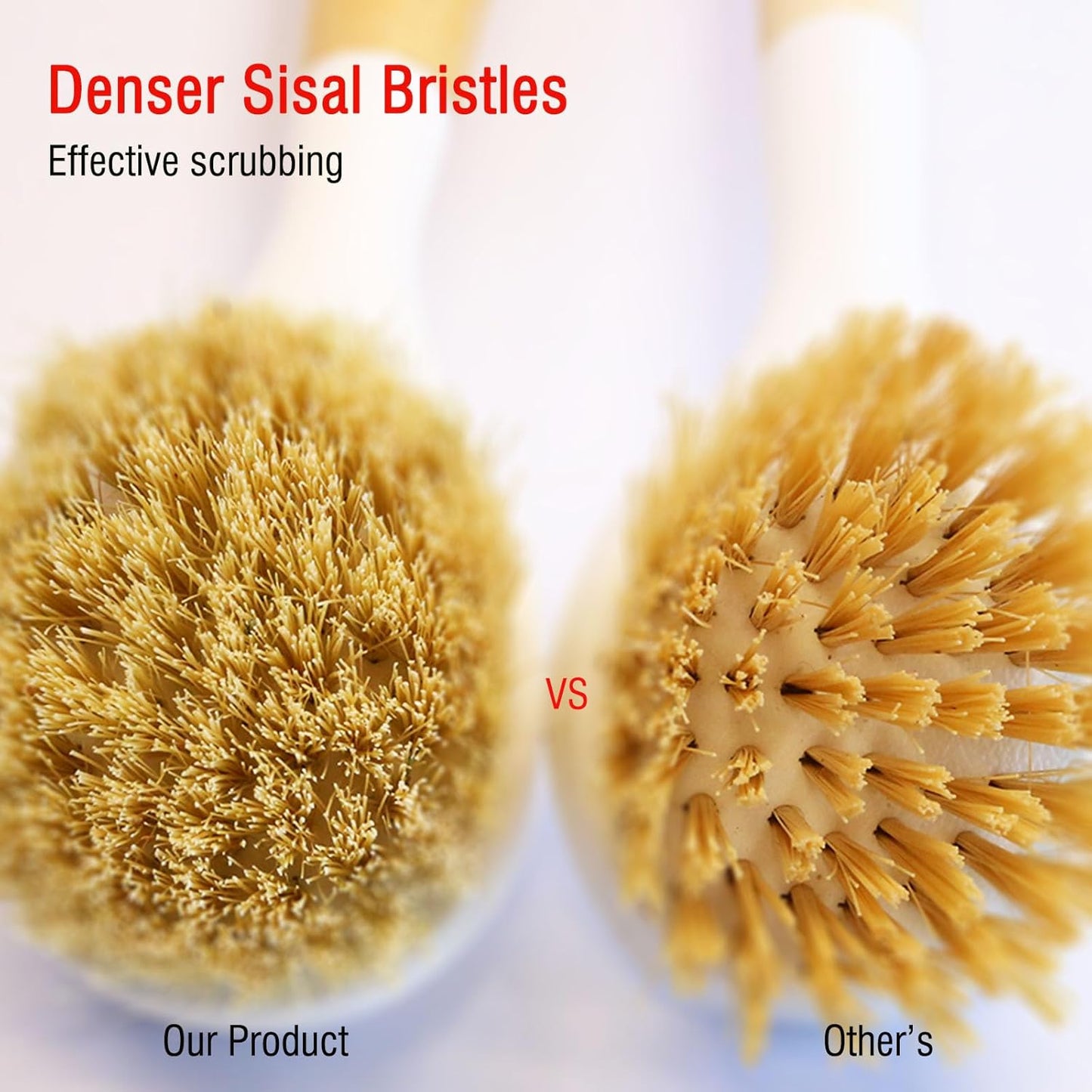 Bamboo Vegetable Brush Set, Natural Bristle Dish Brush with Holder, Eco Friendly Soft Dish Scrubber Kitchen Brush for Dishes