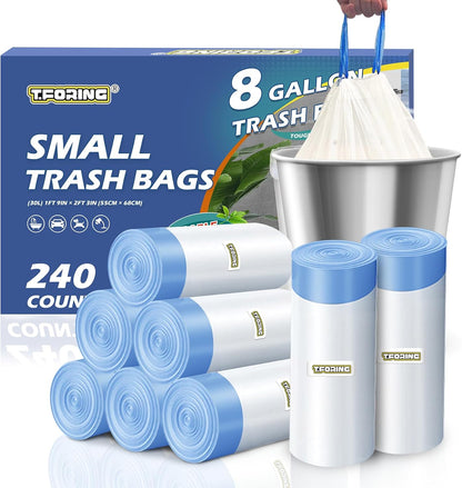 3 Gallon Trash Bags Drawstring 0.96 Mil - 120 Count 12 Liter Small Garbage Bags for Bathroom, Strong White Unscented Plastic Wastebasket Bin Liners for Toilet Office and Bedroom