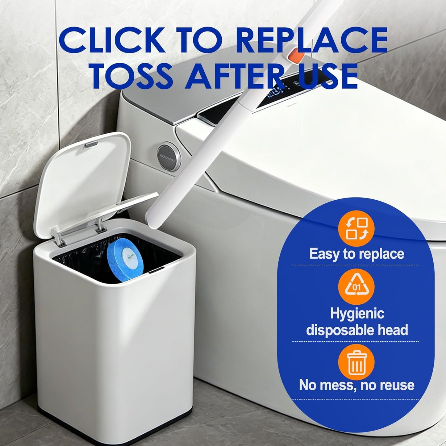 Disposable Toilet Brush with 30 Refills - Toilet Cleaning Supplies,Toilet Wand Kit with 30 High-Performance Refills,Wall Mounted Toilet Brush Holder Set for Deep Cleaning,Hygienic Bathroom Maintenance