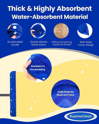 Floor Squeegee Pads, Microfiber Pads for Squeegee for Floor, Reusable Mop Pad for 23-24" Heavy Duty Rubber Squeegees Mop Rubber Broom for Floor, Tile, Glass, Wall Cleaning -4 Pack 60cm