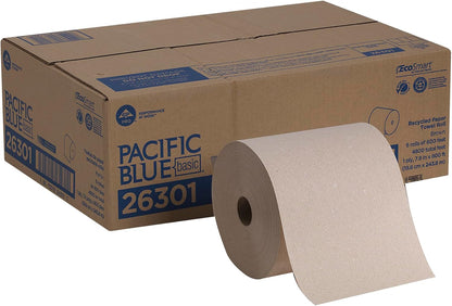 Georgia-Pacific Pacific Blue Basic Recycled Paper Towel Roll (Previously Branded Envision) by GP PRO (Georgia-Pacific), Brown, 26401, 350 Feet Per Roll, 12 Rolls Per Case