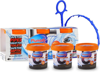 Drain Opener Cups | Hair Clog Remover | Drain Cleaner For Toilets, Sinks, Tubs - Septic Safe | 3 Uses + Hair Snake