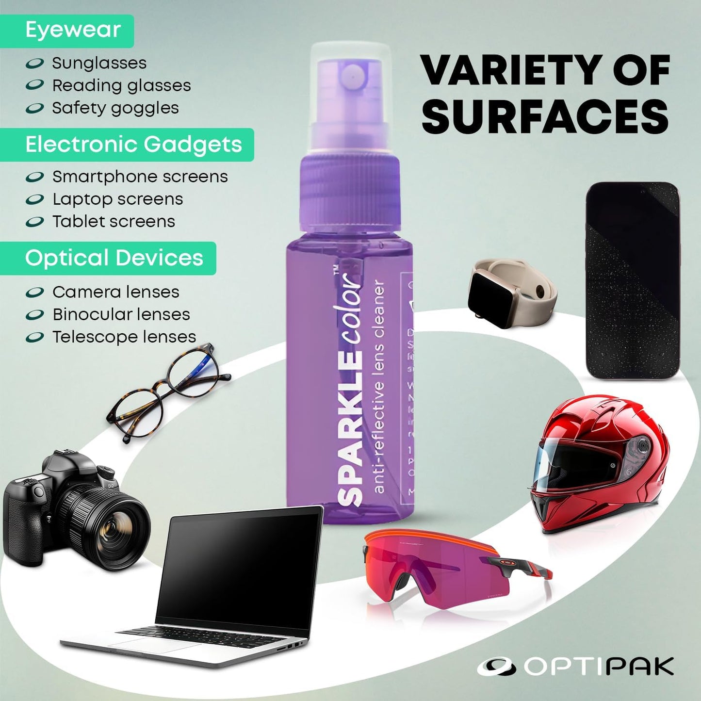 Sparkle Anti-Reflective Safe Lens Cleaner Spray Kit - (2) 1oz Glasses Cleaner Spray & (2) Microfiber Cloth for Eyeglasses, Sunglasses, Lenses, Screens and Camera Cleaning Kit (4 Piece Set)