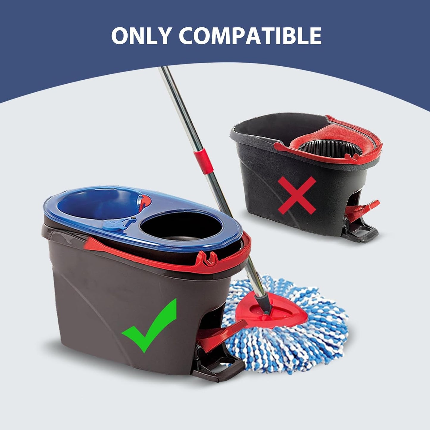 Nuorest Spin Mop Replacement Set for O-Ceda EasyWring 1-Tank System, Includes 2 Mop Head Replacement, 1 Mop Handle (30-58in Adjustable 4-Section Pole), 1 Spin Base