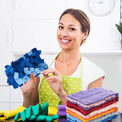 Zubebe 12 Pcs Duster Refill Reusable Fleece Duster Refills Feather Flat Dusters Multi Surface Washable Cleaning Pads Tools for Home, Blinds, Car, Pet, Furniture, Fans (Dark Color)
