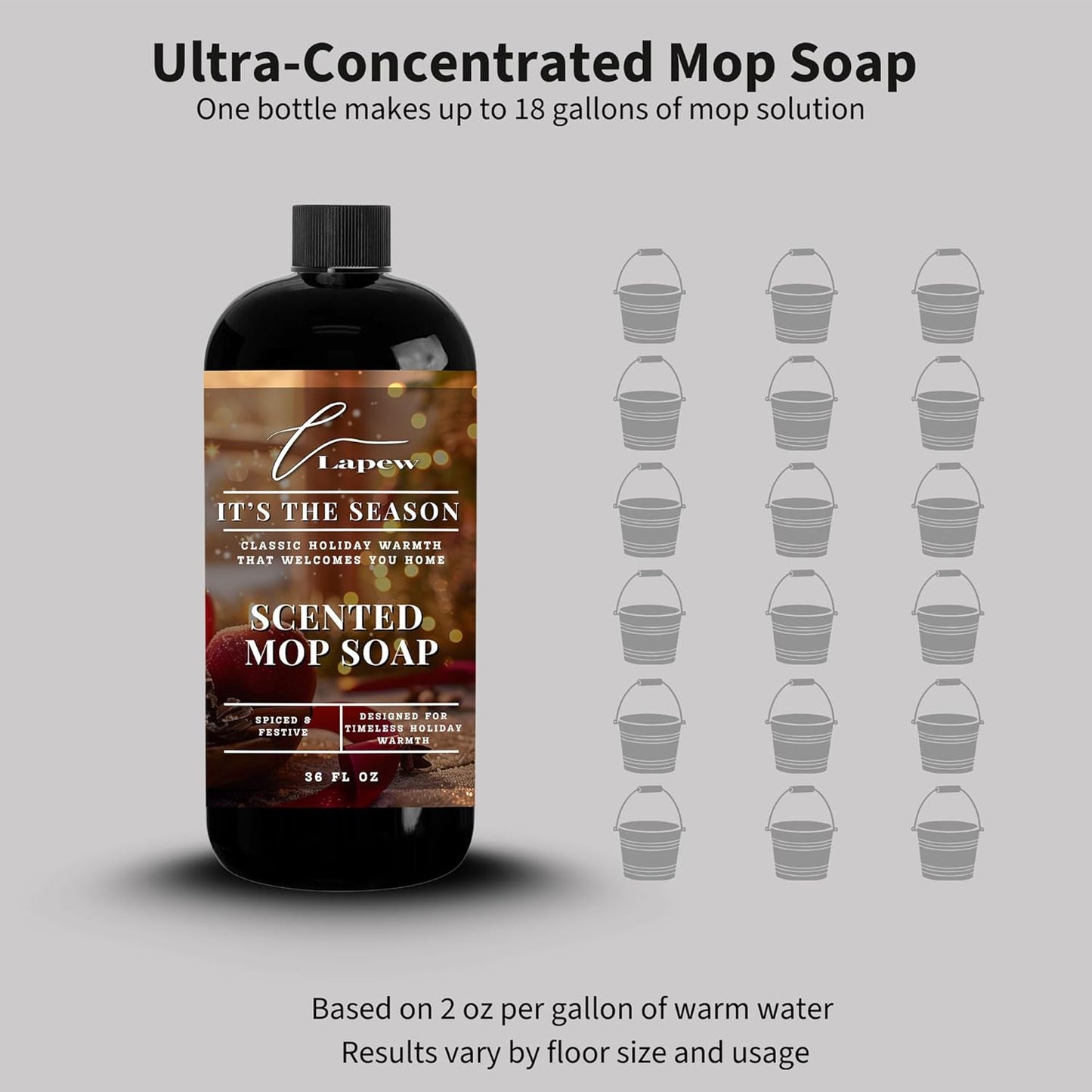 Lapew Baccarat Scented Mop Soap - Luxury Floor Cleaner Concentrate for Mopping Tile, Laminate, Vinyl & Hardwood | Streak-Free, Low-Foam | 36 oz - Colors A