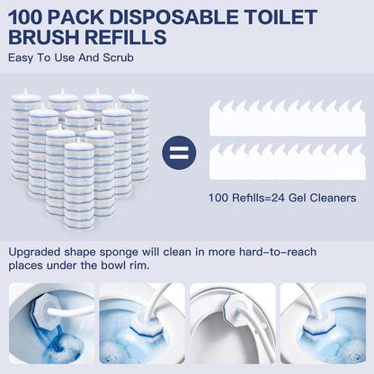 50PC Toilet Bowl Wand Refills, Disposable Toilet Brush Heads, Wall Mounted Scrubber Refill, Cleaner Refill Pads with Most Brushes for and Bathroom Cleaning