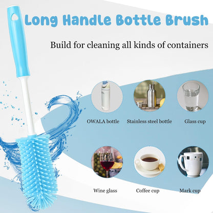 4 Pack Water Bottle Cleaning Kit Straw Cleaner Bottle Brush Cleaner for Owala FreeSip 24oz/32oz/40oz, Silicone Long Brush for Stanley, Sport Bottles, Water Bottles, Coffee Mugs