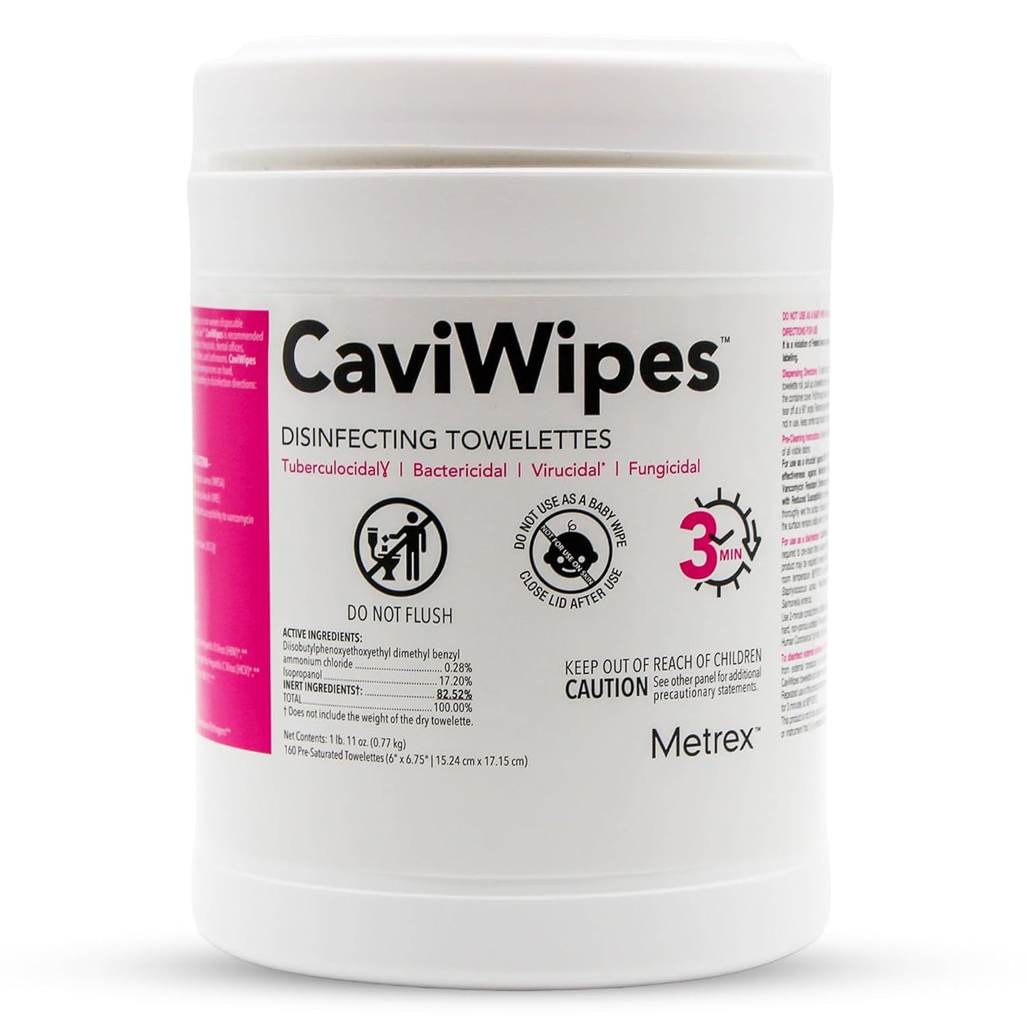 Metrex CaviWipes Disinfecting Towelettes – Durable Non-Woven Disinfecting Wipes for Hard, Non-Porous Surfaces in Healthcare & Laboratory Settings, Pre-Saturated with CaviCide – 160 Wipes