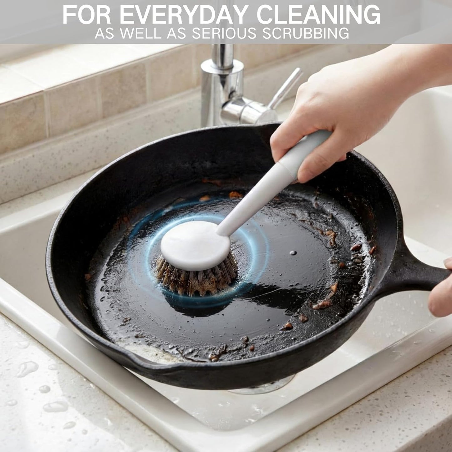 Patelai 12 Pack Kitchen Scrub Dish Brush with Long Handle Dish Scrubber with Stiff Bristles Scrub Brushes for Kitchen Dishes Washing Tools, Pots, Pans and Sink Cleaning (Celadon)
