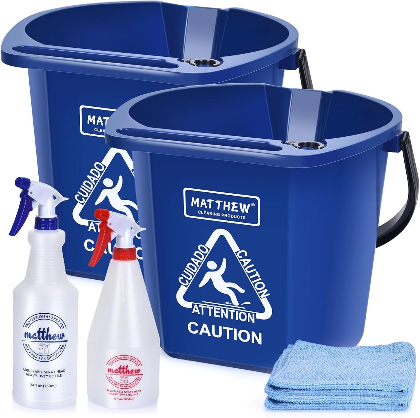 Matthew Cleaning 4.2 Gallon Mop Bucket, Heavy Duty Plastic Cleaning Bucket with Built-in Pour Spout, Mop Holder and Comfort Grip Handle, House and Commercial Cleaning Supplies, 1 Pack Black