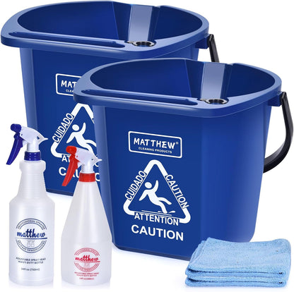 Matthew Cleaning 4.2 Gallon Mop Bucket, Heavy Duty Plastic Cleaning Bucket with Built-in Pour Spout, Mop Holder and Comfort Grip Handle, House and Commercial Cleaning Supplies, 1 Pack Black