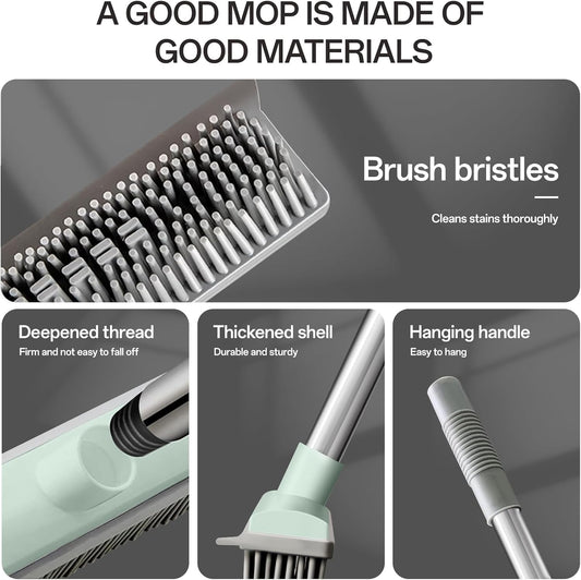 Pet Hair Rubber Broom with Squeegee for Carpet,Fur Remover Broom Carpet Rake for Pet Hair Removal, with 50" Long Handle