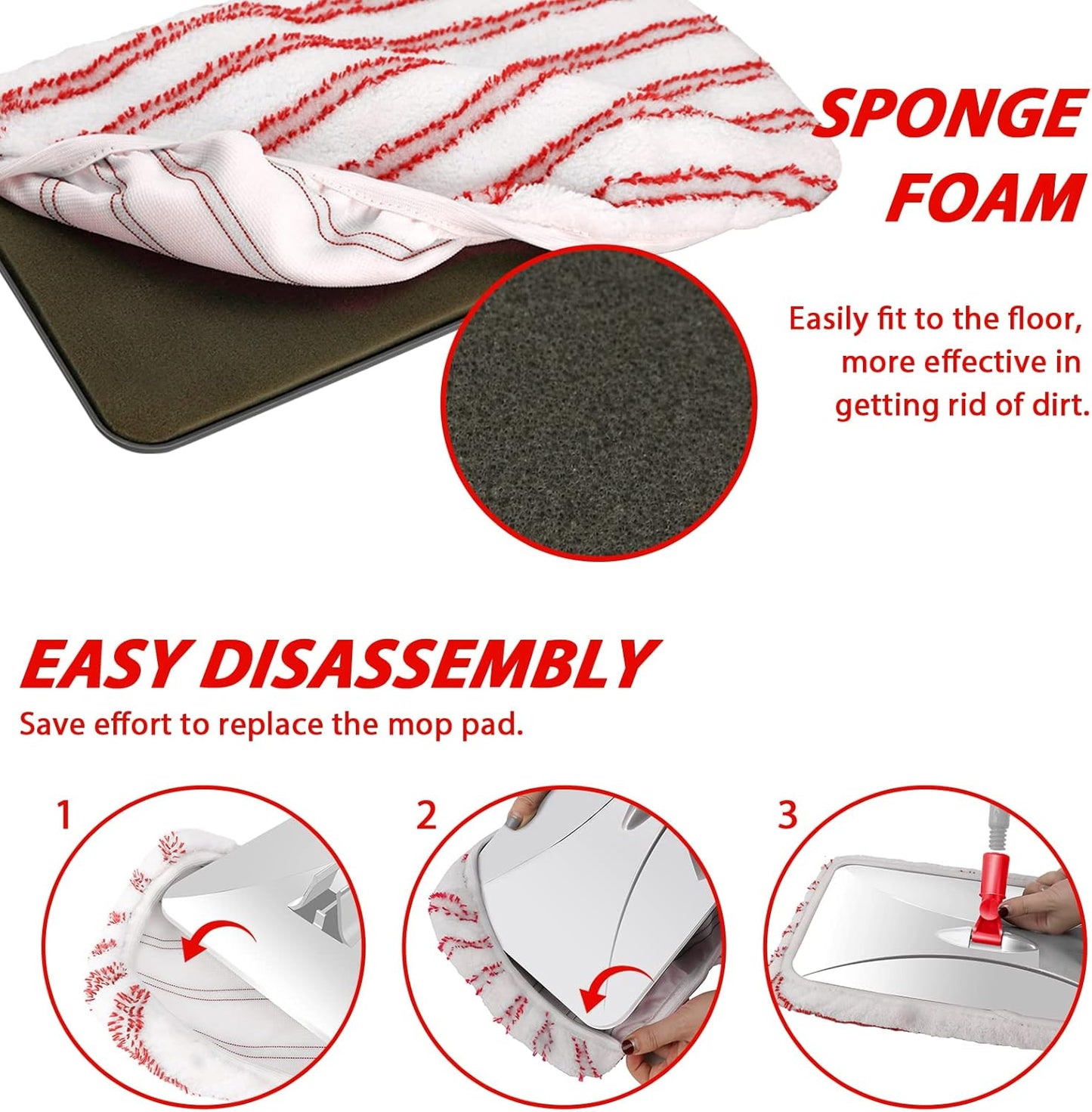 MASTERTOP Microfibre Flat Mop, Extended Wet Dry Large Floor Mop with 5 Reusable Pads & Telescopic Handle, Dust Mops for Laminate Wooden Hard Floor Vinyl Tile Floors Cleaning - Send 1 Cleaning Scraper