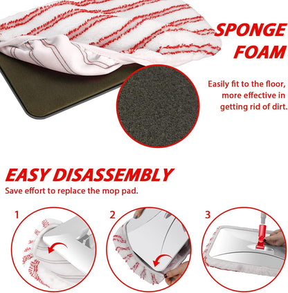 MASTERTOP Microfibre Flat Mop, Extended Wet Dry Large Floor Mop with 5 Reusable Pads & Telescopic Handle, Dust Mops for Laminate Wooden Hard Floor Vinyl Tile Floors Cleaning - Send 1 Cleaning Scraper