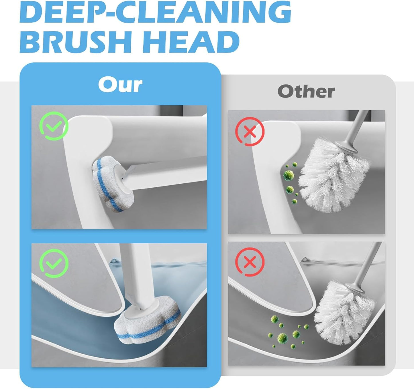 Disposable Toilet Brush Cleaning System, 2pcs Wands with 104pcs Replacement Heads,Stick for Toilet Cleaning,Wands with Refills Pads,Wall Mounted Toliet Wand for Bathroom,Toilet Brush and Holder