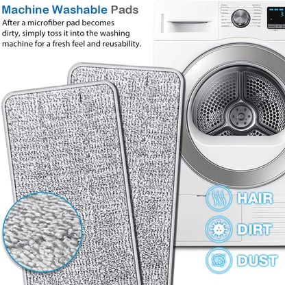 Tethys Flat Floor Mop and Bucket Set for Professional Home Floor Cleaning System with Aluminum Handle/2-Washable Microfiber Pads Perfect Home + Kitchen Cleaner for Hardwood, Laminate, Tiles, Vinyl