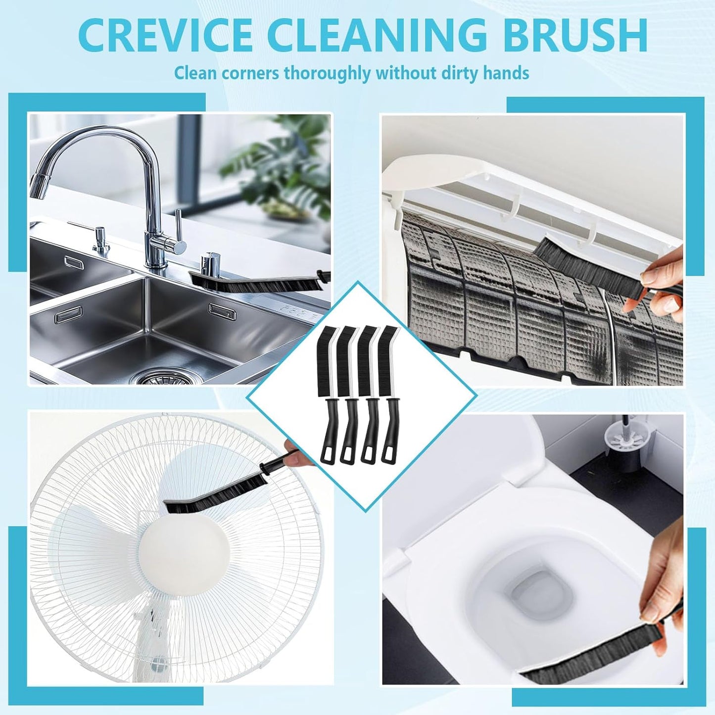 15PCS Crevice Cleaning Brush Set, Hard Bristle Grout Scrub Brushes, Multifunctional Gap Detail Cleaning Tools for Bathroom, Kitchen, Window Sill, Tile Corners & Household Deep Cleaning