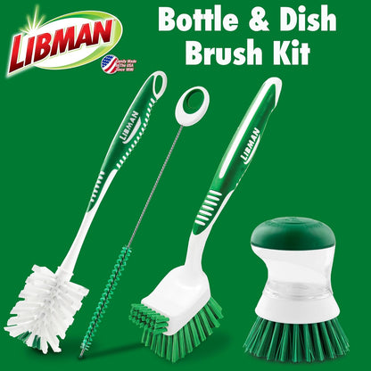 Libman Heavy Duty Scrub Brush Kit | Cleaning Brushes for Household Use | Tub Scrubber | Easy Grip Scrub Brush | Big Job Kitchen Brush | Dual Sided Tile & Grout Brush | 3 Different Brushes Included