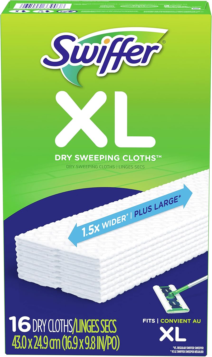 Swiffer Sweeper X-Large Disposable Sweeping Cloths, White, 16-Count Boxes (Pack of 3)