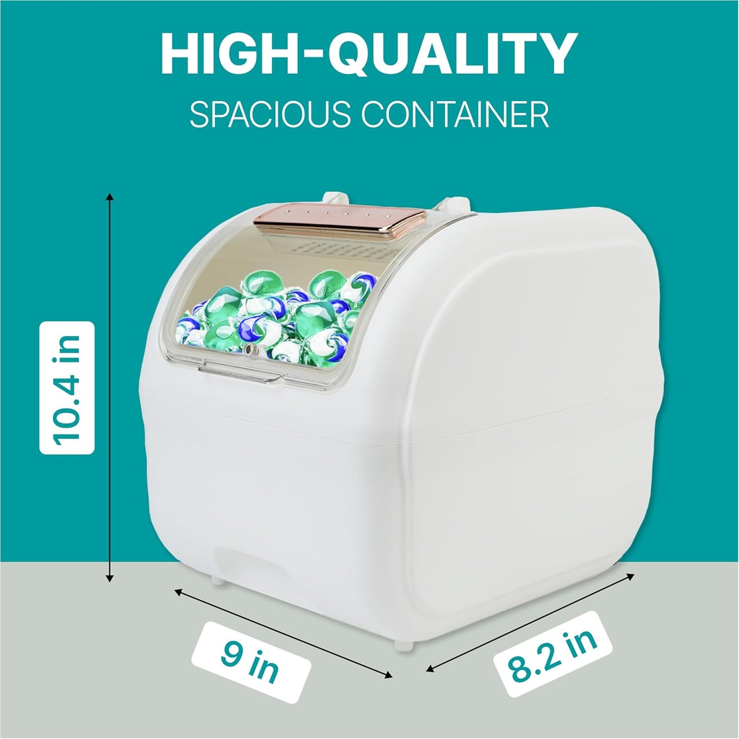 Skywin TidyFriend Laundry Pods Container with Lift Up Lid, 12.4" x 6.5" x 8.7", Airtight Storage Keeps Pods Fresh, Laundry Detergent Container & Dishwasher Pod Holder (Grey)
