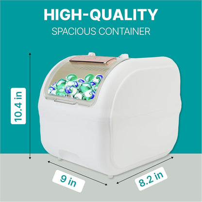 Skywin TidyFriend Laundry Pods Container with Lift Up Lid, 12.4" x 6.5" x 8.7", Airtight Storage Keeps Pods Fresh, Laundry Detergent Container & Dishwasher Pod Holder (Grey)