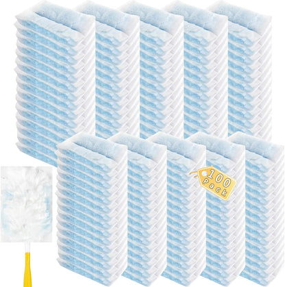 30 Pack Duster Refills Compatible with Swiffer Duster, Heavy Duty Multi Surface Duster Replacement with 1 Extra Handle for Cleaning Furniture, Blinds, Ceiling Fans and Car