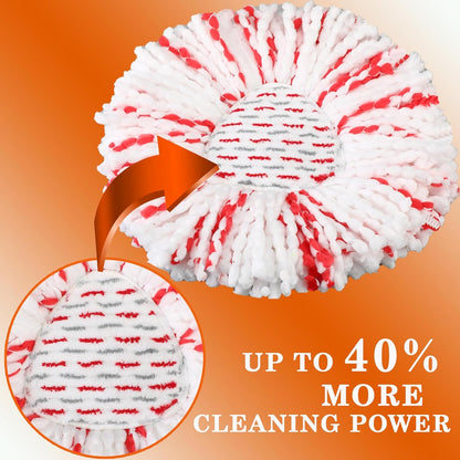 Upgrade Mop Heads Replacements for Ocedar, Spin Mop Scrub Brush Replacement Head for O Cedar Easywring 1 Tank System, 2 Mop Head Refills, 2 Chenille Mop Pads, 1 Spin Base, 1 Scrubber Head for O-Cedar