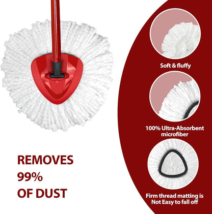 Mop Replace Head, 3 Pack Spin Mop Replacement Head Easywring 1-Tank System, Easy Cleaning, Microfiber, Machine Washable