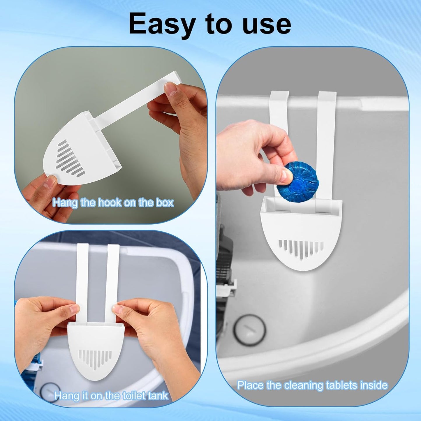 2 Sets Toilet Tank Tablet Holder, Hanging Toilet Bowl Carrier Hook Tablet Holder Hanger Bracket Caddy Avoids Dissolved from Polluting Water Tank Cleaning