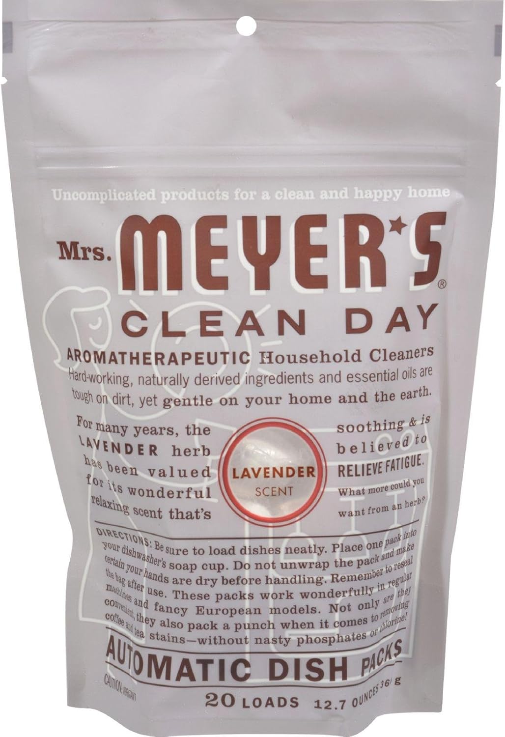 MRS. MEYER'S CLEAN DAY Automatic Dishwasher Pods, Lemon Verbena, 20 Count