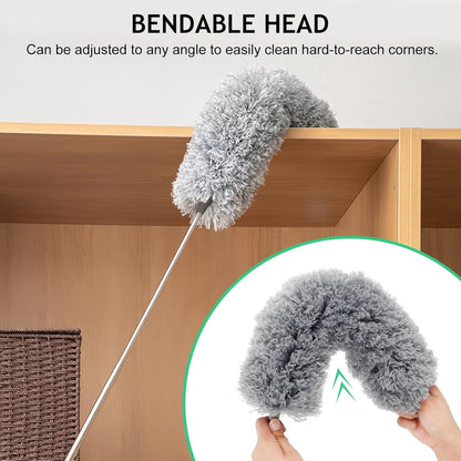 SetSail Extra-Long Dusters with Extension Pole 100-inch for Cleaning, Bendable Microfiber Head Washable Ceiling Fan Duster for High Ceilings, Furniture