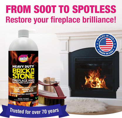 Quick 'n Brite Fireplace Gel Cleaner for Brick, Stone, Rock, Tile, and Marble, Nonabrasive Fireplace Cleaner, Made in the USA, 16 oz