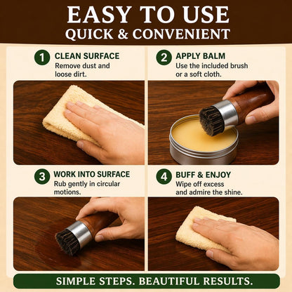 Lence Furniture Balm – All-in-One Wood Scratch Repair, Polishing & Multi-Surface Cleaner for Home & Countertops - Includes Application Brush(1pcs)