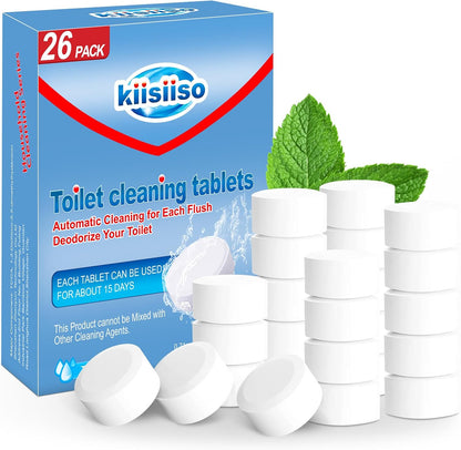 KIISIISO Toilet Bowl Cleaner Tablets 50 PACK, Automatic Bleach Toilet Tank Cleaners, Bathroom Long-Lasting Freshness, Slow-Releasing Powerful Deodorizing & Descaling