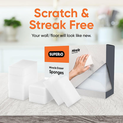 Superior Miracle Eraser Sponge Cleaning Sponge for Floor, Wall, Melamine Sponge Furniture Removes Scuffmarks, Dirt, and Tough Stains, Pack of 8, by Superio (32)